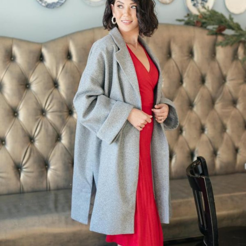 Deconstructed Oversized Trench Coat in Stone Gray